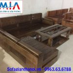 Hình ảnh mẫu ghế sofa chữ L gỗ màu nâu đen AmiA SFG017 đẹp hiện đại thật sang trọng và đẳng cấp