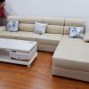 Hình ảnh Mẫu sofa da góc chữ L đẹp chụp thực tế tại phòng khách nhà khách hàng