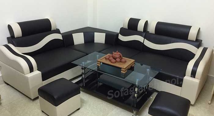 Hình ảnh mẫu sofa góc giá rẻ với chất liệu da hiện đại