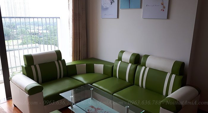 Hình ảnh ghế sofa da góc nhỏ cho phòng khách nhỏ nhà chung cư