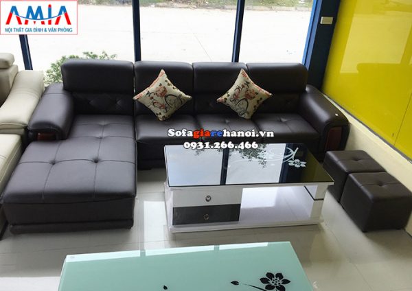 Hình ảnh Sofa da góc chữ L cho phòng khách đẹp hiện đại tại Hà Nội