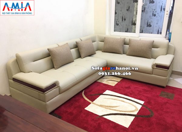 Hình ảnh Ghế sofa da góc giá rẻ Hà Nội cho phòng khách nhà phố, nhà chung cư đẹp hiện đại