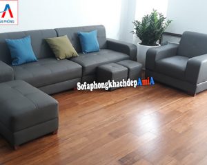 Hình ảnh Bộ ghế sofa văng da Hàn Quốc đẹp hiện đại kê phòng khách chung cư