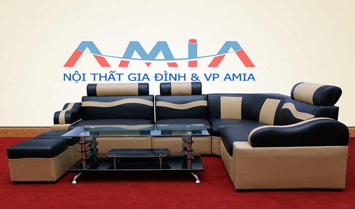 Hình ảnh cho mẫu sofa giá rẻ màu đen pha kem AmiA SFD 030 với phong cách hiện đại, trẻ trung