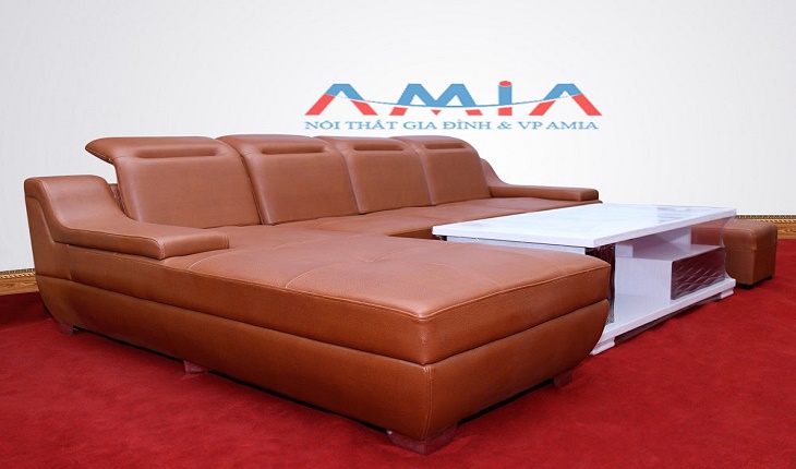 Hình ảnh cho mẫu sofa phòng khách đẹp với màu da bò hiện đại