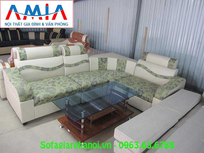 Hình ảnh bộ bàn ghế sofa góc giá rẻ da pha nỉ đẹp hiện đại cho căn phòng khách đẹp