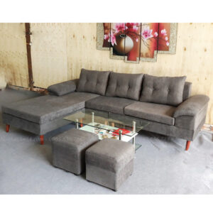 Hình ảnh Mẫu ghế sofa nỉ đẹp hình chữ L 3 chỗ hiện đại và sang trọng