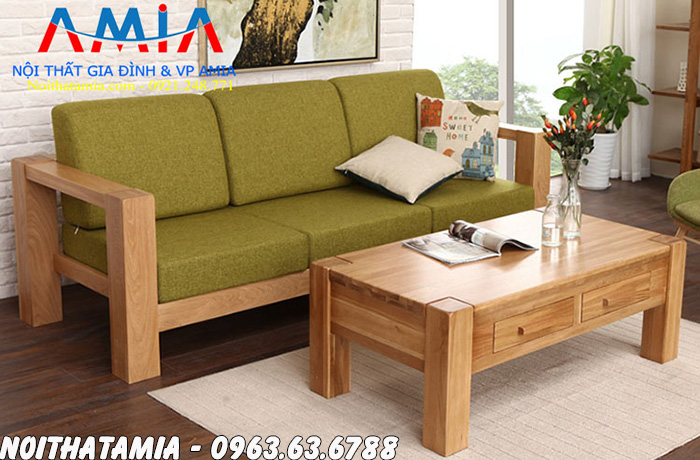 Hình ảnh Bộ bàn ghế sofa cafe thiết kế kiểu văng gỗ mini đẹp