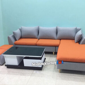 Hình ảnh Bàn ghế sofa nỉ phòng khách Hà Nội nhỏ đẹp kết hợp bàn trà