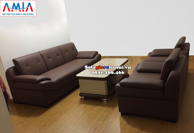 Hình ảnh Bộ bàn ghế sofa phòng khách giá rẻ tại Hà Nội chất liệu da hiện đại