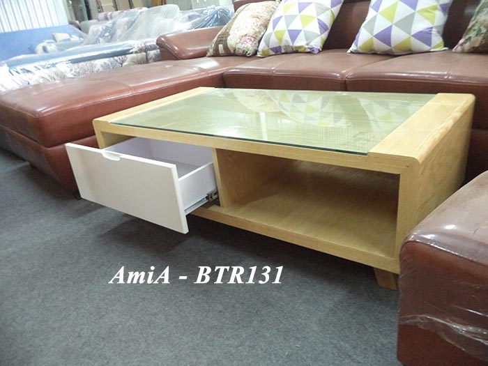 Hình ảnh cho mẫu bàn trà sofa đẹp với mặt gỗ kết hợp kính cường lực