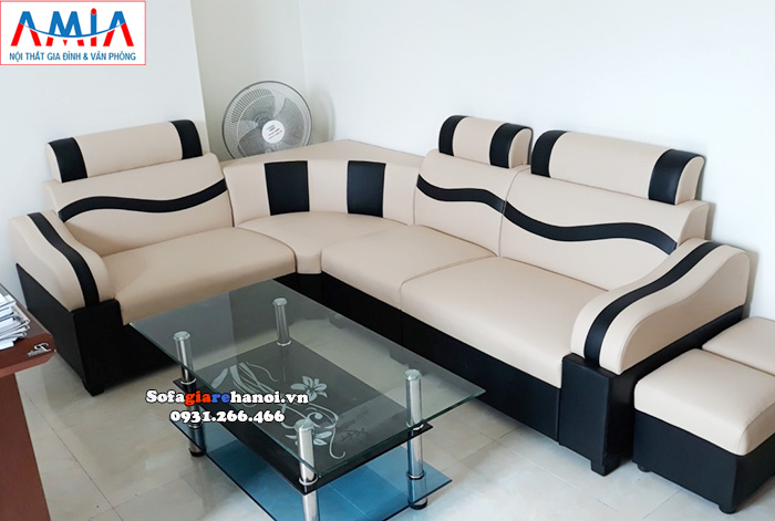 Hình ảnh Bàn trà giá rẻ Hà Nội bài trí cùng bộ sofa góc nhỏ cho phòng khách gia đình, phòng làm việc giám đốc