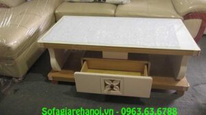 Hình ảnh bộ bàn trà sofa đẹp với mặt đá cường lực trang trí, lấp lánh