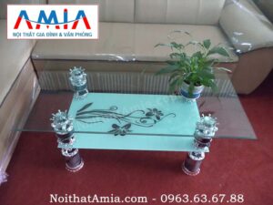 Hình ảnh cho mẫu sản phẩm bàn trà sofa kính 2 tầng đơn giản sang trọng