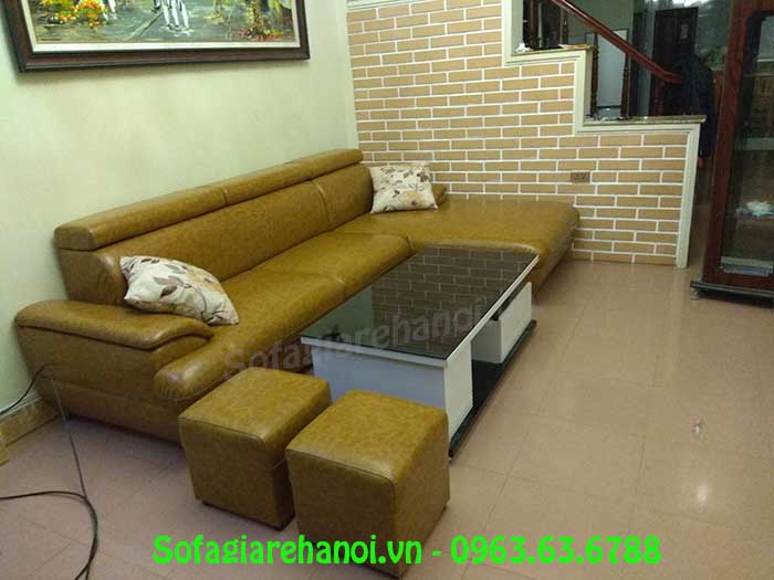 Hình ảnh bộ bàn ghế sofa da góc chữ L đẹp sang trọng