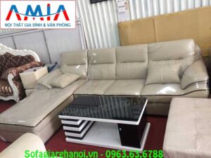 Hình ảnh ghế sofa da chữ L đẹp AmiA SFD141 hiện đại với thiết kế 4 chỗ ngồi