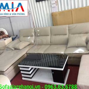 Hình ảnh ghế sofa da chữ L đẹp AmiA SFD141 hiện đại với thiết kế 4 chỗ ngồi