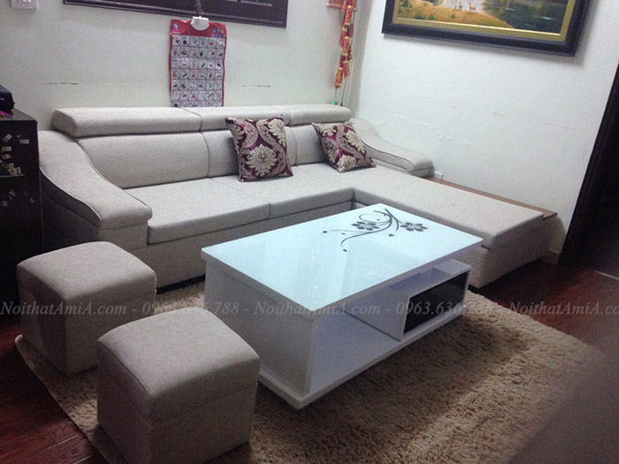 Hình ảnh Ghế sofa nỉ chữ L đẹp hiện đại với chất liệu nỉ bền bỉ, chất lượng