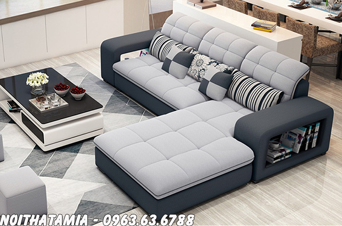 Hình ảnh Bộ ghế sofa nỉ đẹp hiện đại thiết kế hình chữ L