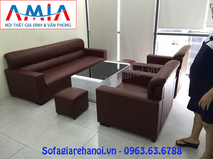 Hình ảnh cho bộ ghế sofa văng da 2m2 được đặt làm theo yêu cầu tại Nội thất AmiA