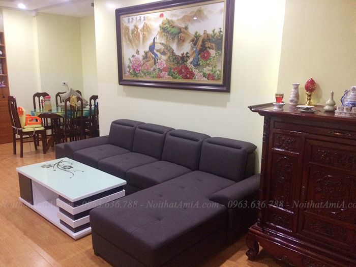 Hình ảnh Bộ sofa đẹp nỉ thiết kế hình chữ L hiện đại cho căn phòng khách đẹp