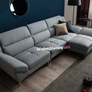 Hình ảnh Bộ sofa văng đẹp phòng khách hiện đại tích hợp với đôn lớn ghép thành sofa hình chữ L