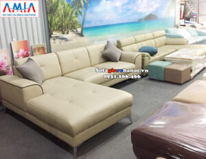 Hình ảnh Các mẫu sofa da góc giá rẻ kê phòng khách đẹp nhà phố, nhà chung cư