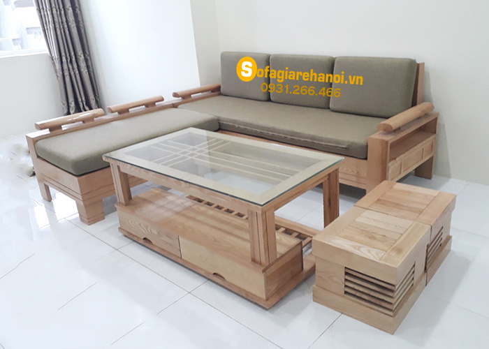 Hình ảnh Ghế sofa chữ L gỗ đẹp cho phòng khách gia đình Việt