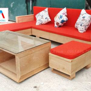 Hình ảnh Mẫu ghế sofa chữ L gỗ với hình ảnh chụp thực tế tại Tổng kho Nội thất AmiA