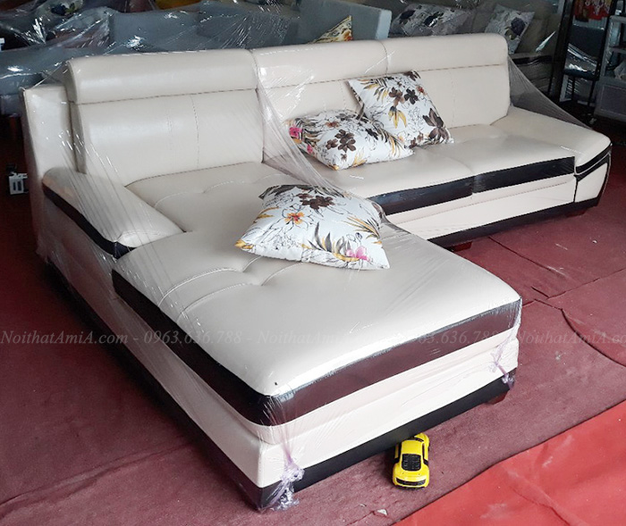 Hình ảnh Ghế sofa da chữ L đẹp cho căn phòng khách đẹp chụp tại Nội thất AmiA