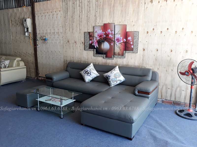 Hình ảnh ghế sofa da chữ L đẹp hiện đại với thiết kế rút khuy