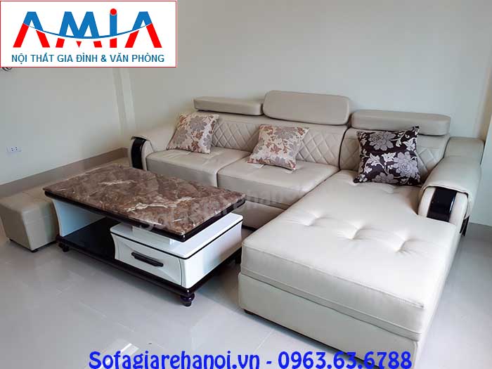 Hình ảnh mẫu ghế sofa da góc chữ L 3 chỗ đẹp hiện đại và sang trọng