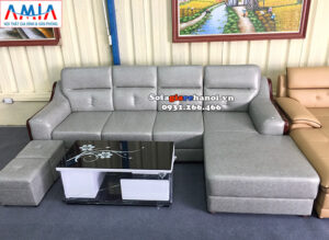 Hình ảnh Mẫu ghế sofa da đẹp cho phòng khách lớn thiết kế hình chữ L 4 chỗ độc đáo