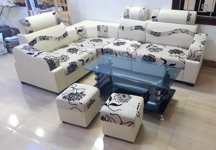 Hình ảnh Ghế sofa da đẹp giá rẻ da pha nỉ tại Hà Nội