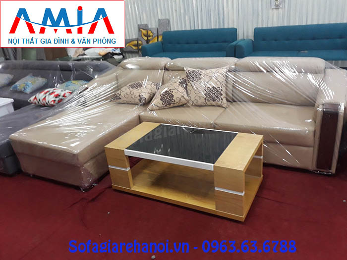 Hình ảnh mẫu ghế sofa da góc chữ L AmiA SFD130 đẹp hiện đại