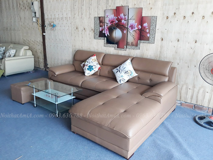 Hình ảnh Mẫu ghế sofa da góc chữ L đẹp chụp tại Nội thất AmiA