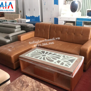 Hình ảnh Ghế sofa da phòng khách nhỏ kiểu dáng hình chữ L hiện đại