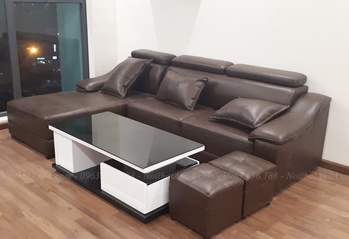 Hình ảnh Ghế sofa đẹp chất liệu da hiện đại thiết kế hình chữ L