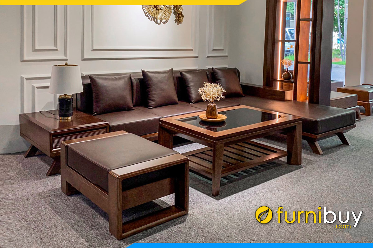 Sofa gỗ Sồi đẹp được sơn mầu cánh gián sang trọng