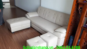 Hình ảnh mẫu ghế sofa nhỏ đẹp dạng ghế văng da thiết kế rút khuy