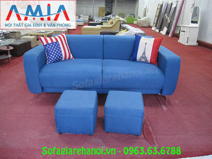 Hình ảnh ghế sofa nhỏ xinh màu xanh đẹp hiện đại với chấ