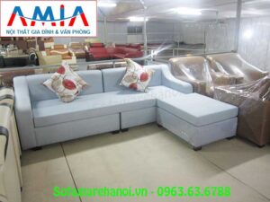 Hình ảnh ghế sofa nỉ góc chữ L đẹp hiện đại với kiểu dáng mới lạ, màu sắc tinh tế, trẻ trung