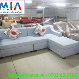 Hình ảnh ghế sofa nỉ góc chữ L đẹp hiện đại với kiểu dáng mới lạ, màu sắc tinh tế, trẻ trung