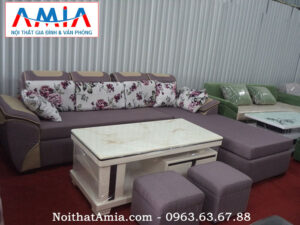 Hình ảnh cho mẫu ghế sofa nỉ phòng khách đẹp màu ghi AmiA SFN051