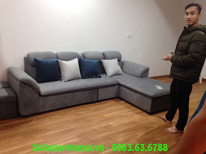 Hình ảnh bộ ghế sofa nỉ nhung hình chữ L đẹp hiện đại chỉ với giá bình dân