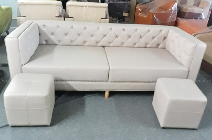 Hình ảnh Mẫu ghế sofa văng da đẹp hiện đại và sang trọn với thiết kế rút khuy phần lưng độc đáo