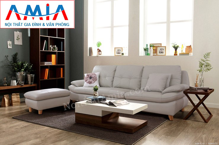 Hình ảnh cho mẫu ghế sofa văng da 3 chỗ ngồi đẹp hiện đại được bài trí trong không gian căn phòng khách nhỏ