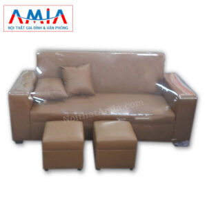 Hình ảnh cho mẫu ghế sofa văng da màu nâu sẫm AmiA SFV060 vừa hiện đại vừa sang trọng