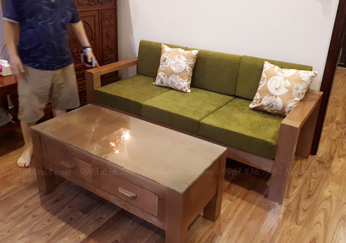 Hình ảnh Mẫu ghế sofa văng gỗ nhỏ xinh đẹp cho không gian căn phòng khách nhỏ gia đình