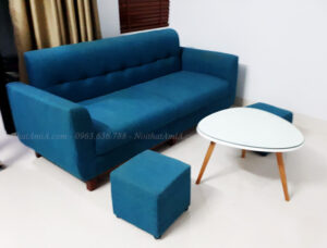 Hình ảnh Ghế sofa văng nỉ đẹp kết hợp bàn trà độc đáo